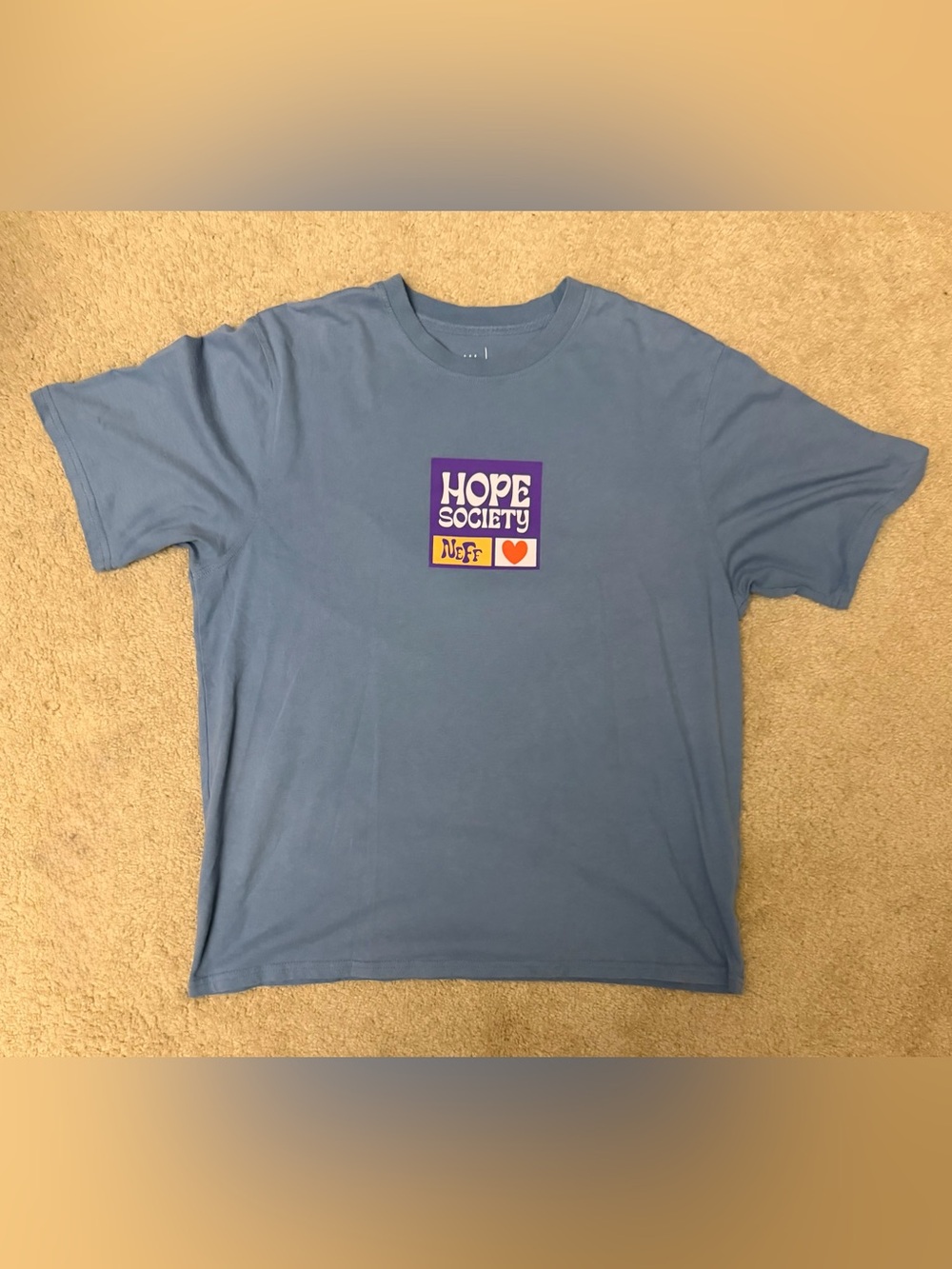 Neff Hope Society Graphic Tee Dusty Blue Psych Back Print Size Medium